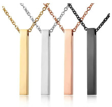 Load image into Gallery viewer, Engraved Stainless Steel Vertical Bar Necklace Laser It VA