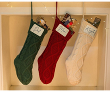 Load image into Gallery viewer, Beautiful 18" cable knit Christmas stocking Amazon