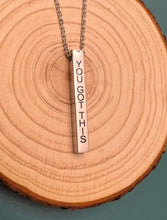 Load image into Gallery viewer, Engraved Stainless Steel Vertical Bar Necklace Laser It VA