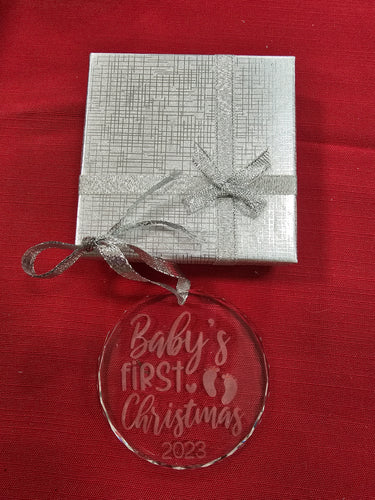 K9 Crystal Baby's First Christmas Ornament Laser It VA